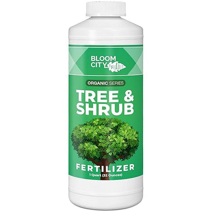 Bloom City's Tree & Shrub Fertilizer - Tree & Evergreen - Shrub Fertilizer for Healthier Growth, Quart (32oz)