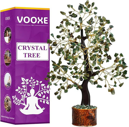 Crystal Tree of ABUDANCE Green Aventurine, Crystal Healing Stone for Home Office & Decor Handmade FENG Shui Money Tree Positive Energy Gifts for Women, MOM,Wife Birthday