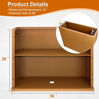 Corten Steel Planter Box 36"x12"x28", Rustic Metal Planter with Partitions & Drainage Holes, Frost Rust Resistant Heavy Duty Planter for Patio Garden Indoor Outdoor Commercial Decor