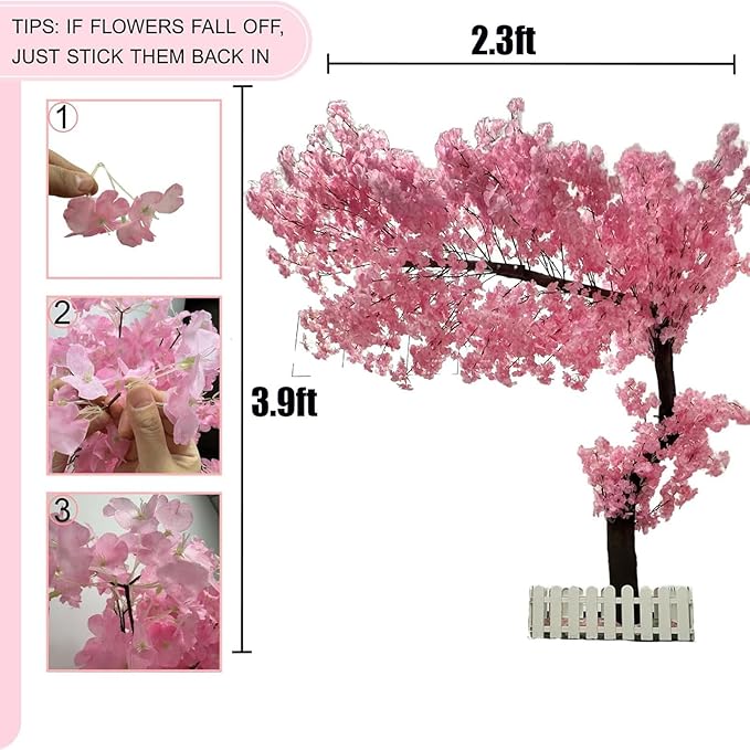 Cherry Blossom Tree Wishing Tree Handmade Shopping Wedding Party Indoor and Outdoor Decoration Artificial Cherry Blossom Tree (3.9ftx2.3ft)