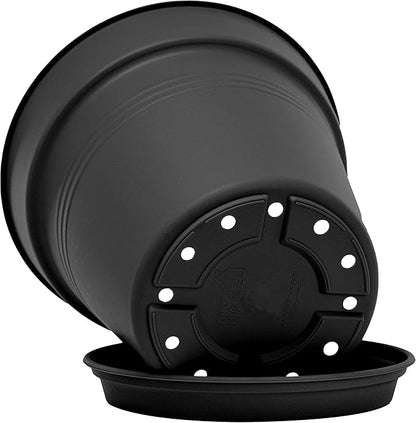 Mintra Home Garden Pots 4pk - Flowers, Herbs, Plants, Indoor, Outdoor, Colorful, Wholesale, Bulk (Black, 11cm Diameter (4.3in))