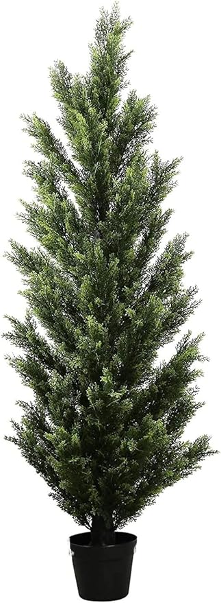 Two 5 Foot Outdoor Artificial Cedar Topiary Trees Potted Plants Two Peace Construction
