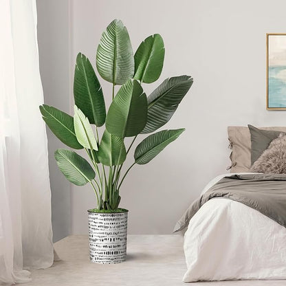 Artificial Tree in Contemporary Planter, Fake Bird of Paradise Silk Tree for Indoor and Outdoor Home Decoration - 58" Overall Tall (Plant Pot Plus Tree)