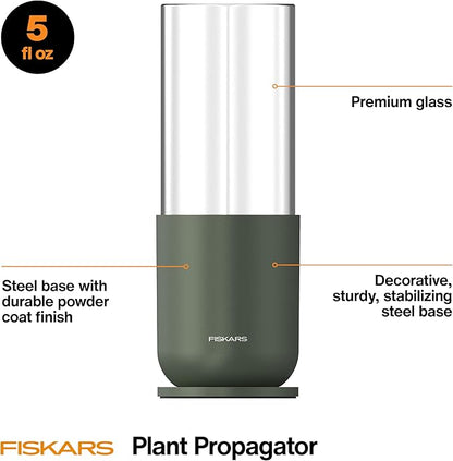 Fiskars Plant Propagator, 1 Piece – Single Decorative Glass Propagation Vase with Metal Base for Rooting Plant Cuttings and Hydroponic Display