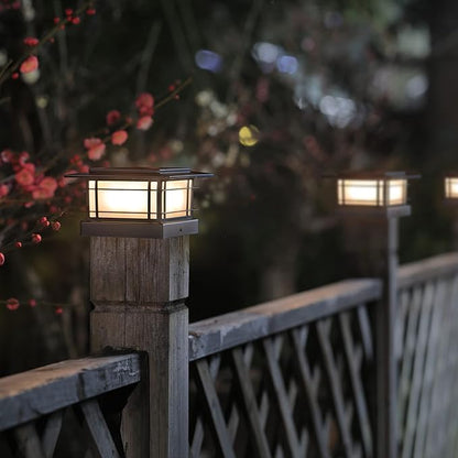 Dynaming 6 Pack Solar Post Cap Lights Outdoor, Fence Post Solar Lights Fit for 4x4 5x5 6x6 Vinyl/Wooden Posts, High Brightness Warm White SMD LED Lighting Decor for Garden Deck Patio