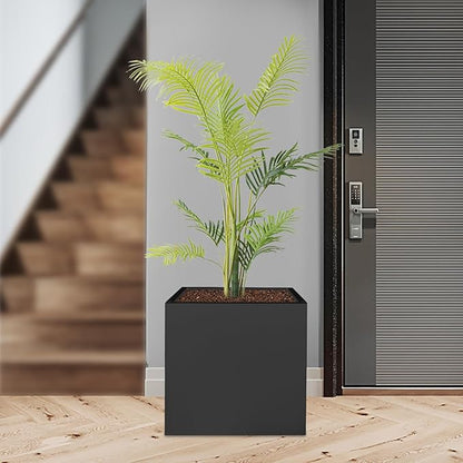DYNAMI Square Planter Box,20x20x20in Steel Metal Planters Large Cube Plant Pot for Outdoors,Modern Heavy Duty Flower Pot for Patio, Deck, Yard, Garden (Black, 20in)