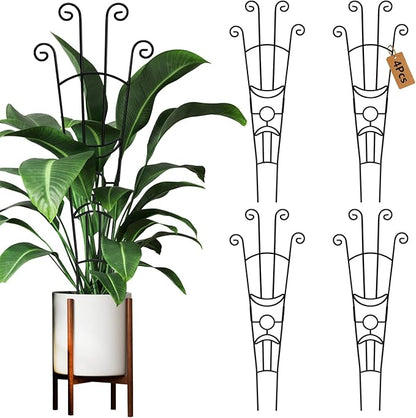 32.6in Plant Trellis for Climbing Plants Indoor, Expandable Large Metal Trellis for Potted Plants, Heavy-Duty Tall Pothos Plant Climber Support for Ivy Pothos Hoya Monstera, 4P