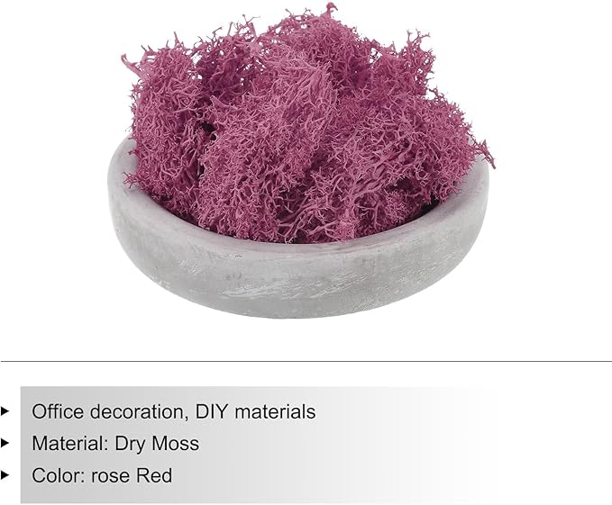 MECCANIXITY 3.5 OZ Moss Fake Craft Moss Artificial Moss Natural Preserved Moss for Craft Arts Floral DIY Project Wall Wedding Garden Patio Table Terrariums Decoration(Rose Red)