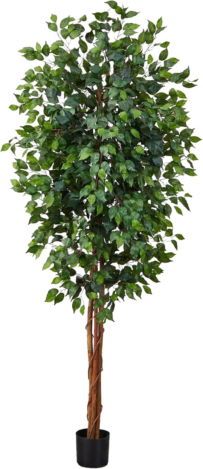 Nearly Natural 7ft Triple Trunk Artificial Ficus Tree with Natural Wood Trunks, Fake Tree for Indoor Home Décor, Faux Ficus Tree with Black Nursery Pot