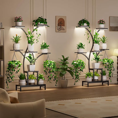 Plant Stand Indoor with Grow Lights - 7 Tiered Metal Corner Shelf for Multiple Plants, 62" Corner Plant Stand for Indoor Plants, Tree-Shaped Plant Rack for Home, Living Room, Office & Patio Decor