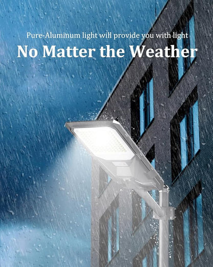 Ofuray Of-4000W Solar Street Lights Outdoor,24,000Mah High Power Solar Security Flood Lights Parking Lot Lights Commercial Dusk to Dawn, 6500k ip67 with Motion Sensor for Street,Court,Barn