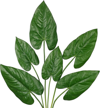Hollyone 6 Pack Artificial Anthurium Leaves with Stems Real Touch Faux Anthurium Safari Leaf Fake Palm Tropical Plants for Vase Hawaiian Luau Party Jungle Beach Table Home Wedding Kitchen Decor