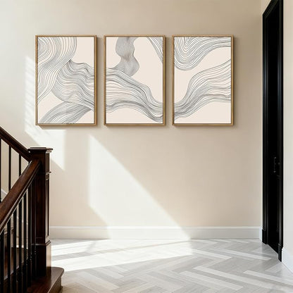Large Modern Minimalist Wall Art Framed Neutral Abstract Wall Decor 24x36 Inch Set of 3 for Living Room Bedroom Dining Room