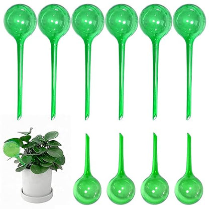 10 Pcs Self Watering Globes, Plant Watering Globes Automatic Watering Bulbs for Indoor Outdoor, Vacation Potted Plant Care Water Conservation Device (Green)