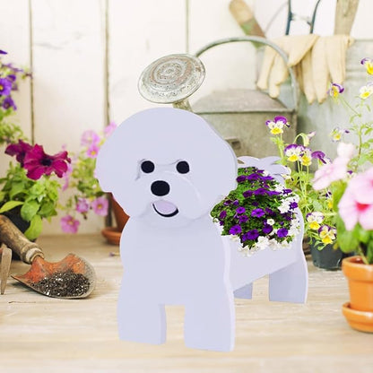 Bichon Frise Dog Planter Plant Pots,Cute Dog Flower Planter,Gifts for Pet Lovers,Unique Animal Plant Pots,Office,Indoor Outdoor Garden Decor