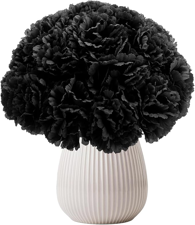 Silk Carnation Flower, 50 Artificial Flowers, Used for Wedding Decoration DIY Handmade Flowers, Carnation Flower Diameter 3.5 Inches and 6 Inches Stem (Black)