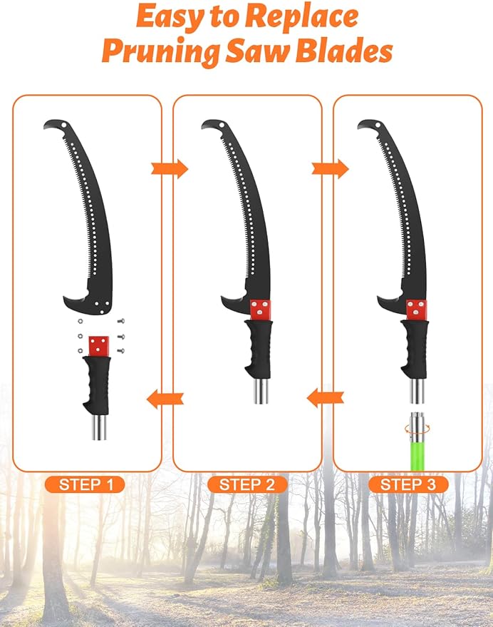 Manual Pole Saw for Effortless High Branch Cutting - 30ft Extendable Tree Pruner with Sharp Steel Blade | Lightweight & Durable Pole Saws for Tree Trimming & Branch Cutter for Yard Maintenance