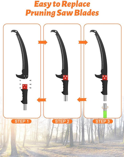 Manual Pole Saw for Effortless High Branch Cutting - 30ft Extendable Tree Pruner with Sharp Steel Blade | Lightweight & Durable Pole Saws for Tree Trimming & Branch Cutter for Yard Maintenance