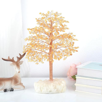 Citrine Gemstone Crystal Tree of Life,Money Tree Bonsai,Chakra Balancing Positive Energy Good Luck Prosperity Healing Crystals,Feng Shui Table Decor Gift Size 10-11"