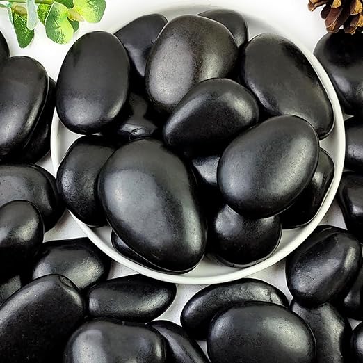 20lbs Black Pebbles for Landscaping, 2-3 Inch High Polished Natural Large River Rocks for Plants, Decorative Stones Vase Filler Fish Tank Aquariums Garden Outdoor and Indoor DIY