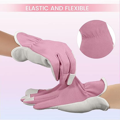 Gardening Gloves, Garden Gloves for Women and Men, Thorn Proof Working Gloves, Durable Leather Work Garden Gloves for Yard & Outdoor Work, Pink, M