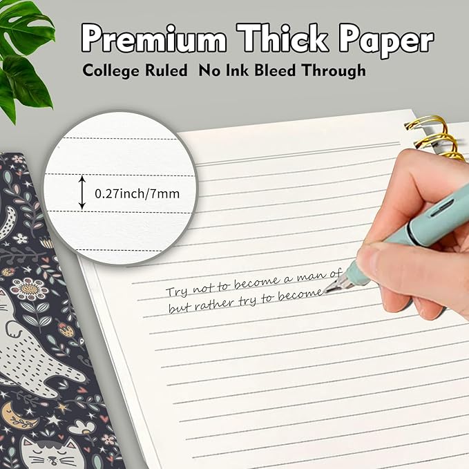 Cute Spiral Journal Notebook,Binding with Premium Paper for Girl Women,Cool Funny 120 Pages,100gsm A5 College Ruled NotebookJournal,Perfect for Gifts Nurse Teacher Women(Cute Cat)