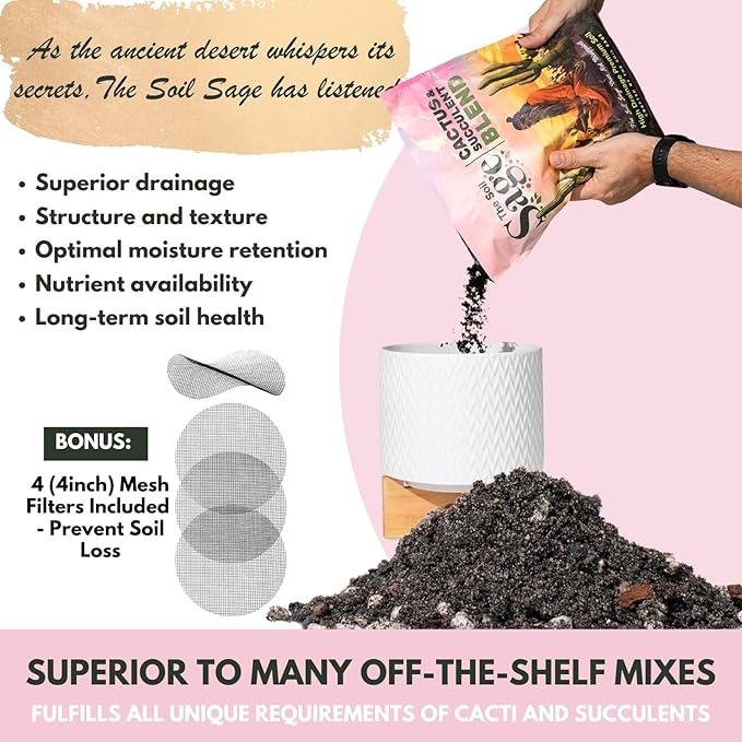 Cactus & Succulent Potting Mix - 5 Qt/8 Lbs Premium Gritty Fast Draining Soilless Potting Mix for Cactus, Succulents, Jade, Aloe Vera - Healthy Roots - Made in USA