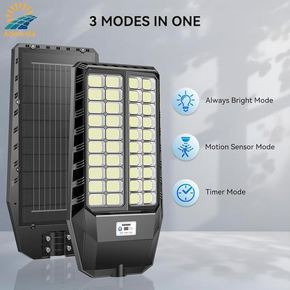 10000W Pro Large Solar Street Lights Outdoor with Thickened Shell, Commercial Grade Street Light Dusk to Dawn, Motion Sensor Solar Security Flood Light Waterproof for Yard, Driveway, Parking - 1 Pack