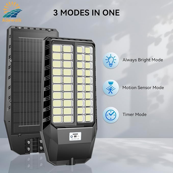 10000W Pro Large Solar Street Lights Outdoor with Thickened Shell, Commercial Grade Street Light Dusk to Dawn, Motion Sensor Solar Security Flood Light Waterproof for Yard, Driveway, Parking - 2 Pack