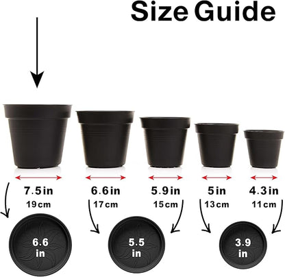 Mintra Home Garden Pots 4pk - Flowers, Herbs, Plants, Indoor, Outdoor, Colorful, Wholesale, Bulk (Blue, 19cm Diameter (7.5in))