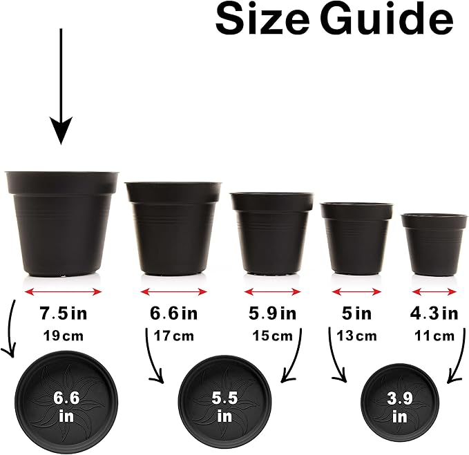 Mintra Home Garden Pots 4pk - Flowers, Herbs, Plants, Indoor, Outdoor, Colorful, Wholesale, Bulk (Orange, 19cm Diameter (7.5in))