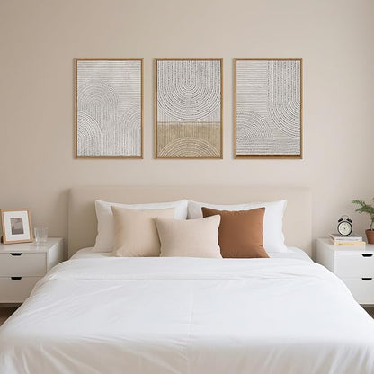 Large Modern Abstract Arch Framed Canvas Wall Art,Neutral Spiral Circles Wall Decor,Boho Beige Geometric Artwork,Mid Century Minimalist Art Print for Living Room,Bedroom,Office- 24"x36"x3