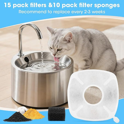 20+20 Pack Cat Fountain Filters, for Cat/Dog Stainless Steel Fountain 67oz, 95oz, 135oz, Replaceable Pet Water Fountain Filters, 10 Months Set to Keep Water Fresh
