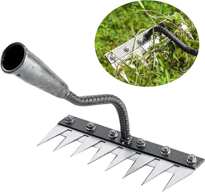 Iron Weeding Rake 2.0, rakes for Gardening and Weedings, Heavy Duty Gardening Hand Weed Puller Tools, 8 Teeth Carbon Steel Garden Weedings Rakes