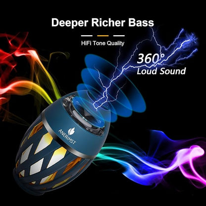 ANERIMST Unique Gifts for Men, Outdoor Bluetooth Speaker Waterproof Wireless with Torch LED Light, Birthday Gift for Boyfriend Him Dad, Cool for Garden, Patio, Outside (Blue)