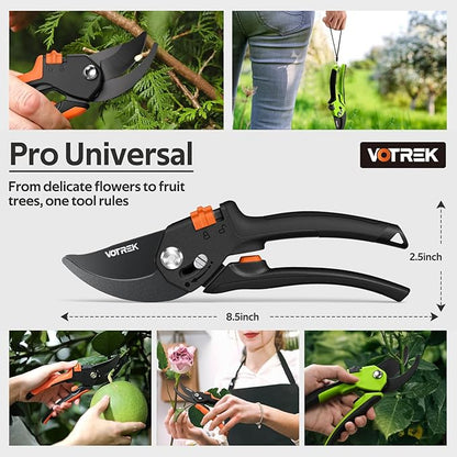 Pruning Shears for Gardening, [Patented Stepless Handle Opening] - Plant Scissors with Ultra-Sharp SK5 Steel for Weak Hand, Universal Fit for All Hand Sizes, Effortlessly Cuts 1-Inch Branches