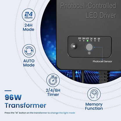All-In-One LED Low Voltage Landscape Lighting Kit, 12-Pack Pathway Lights with Transformer and UL Listed 100FT Wire 5CCT IP66 Waterproof Landscape Lights with Connectors for Walkway Garden Yard