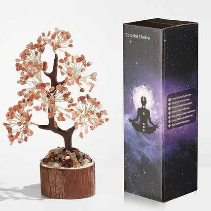 DUQGUHO Red Agate Crystal Tree for Positive Energy & Healing - Crystal Tree of Life Decor for Meditation, Office & Good Luck Gifts for Women & Mom