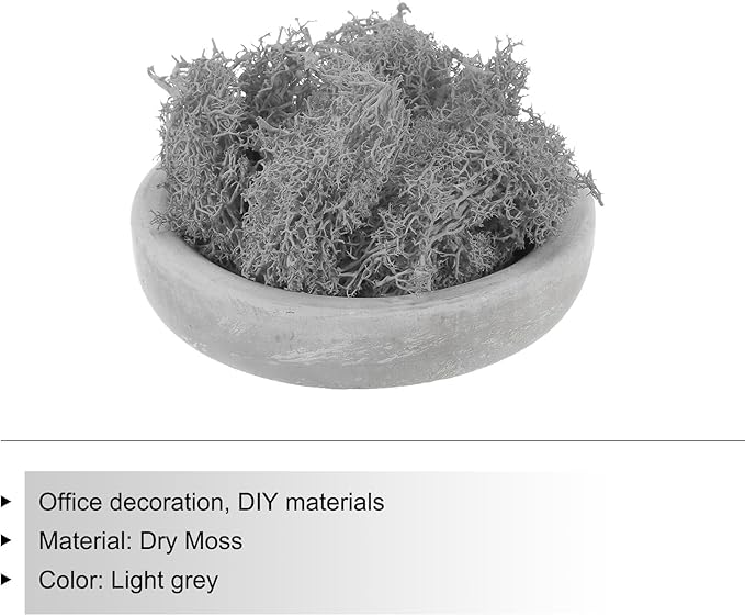MECCANIXITY 3.5 OZ Moss Fake Craft Moss Artificial Moss Natural Preserved Moss for Craft Arts Floral DIY Project Wall Wedding Garden Patio Table Terrariums Decoration(Light Grey)
