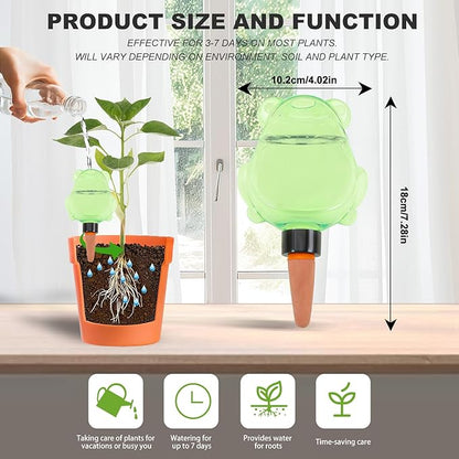 3Pcs Frog Plant Self Watering Globes for Indoor and Outdoor Plastic Water Bulbs Top Fill Plant Watering Globes Slow Release Terracotta Plant Watering Devices System for Plants, Green