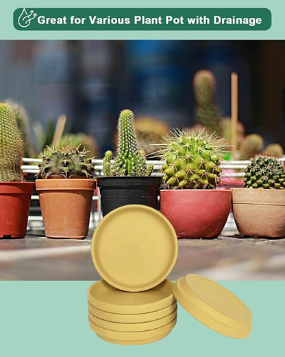 vensovo 6 Inch Yellow Terracotta Plant Saucer Pots Tray - 6 Pcs Round Planter Saucers for Indoor & Outdoor Plants, Small Clay Trays Perfect for 5 Inch 5.5 Inch 6 Inch Flower Pot