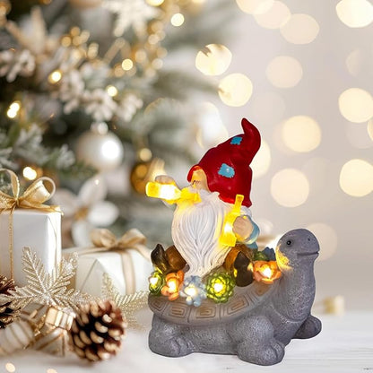 DKJOCKY Solar Turtle Gifts Garden Decor Garden Gnomes for Yard, Gnomes with Solar Lights Garden Decor, Christmas Friendships Birthday Gifts for Women, Mom Unique