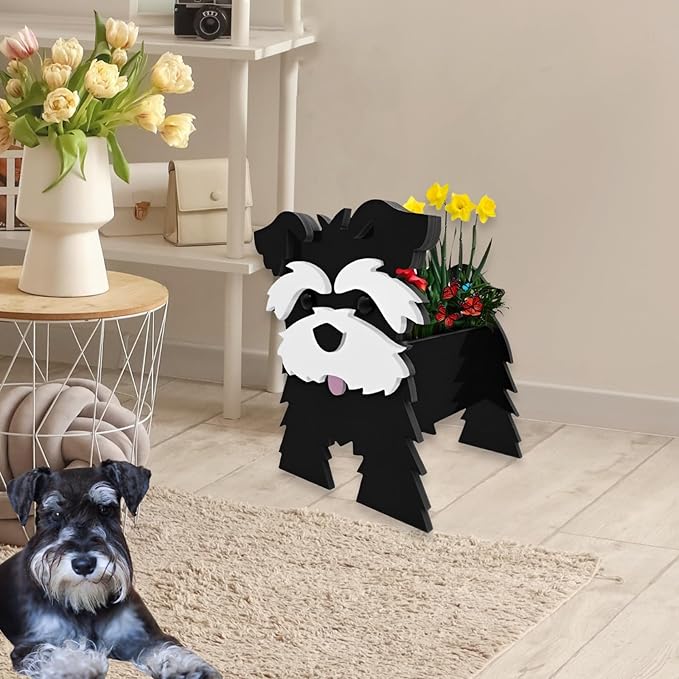 Black Schnauzers Dog Planter Plant Pots,Cute Large Dog Flower Planter,Gifts for Pet Lovers,Unique Animal Plant Pots,Office,Indoor Outdoor Garden Decor(9.84 * 10.24 * 15in)