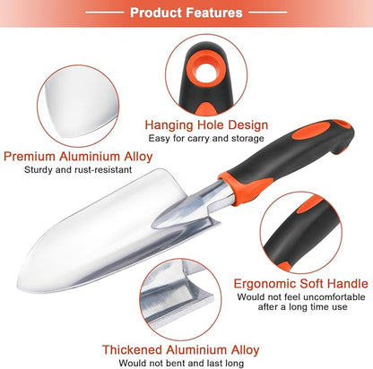 Garden Shovel Trowel Garden Tool Set, 2 Pack Heavy Duty Gardening Tools Set Include Wide Garden Trowel, Hand Shovel with Measurement Mark, Small Shovels for Gardening Digging Planting Transplanting