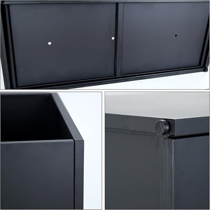 Galvanized Steel Large Rectangular Planter, 38 * 15 * 15IN Long Black Planter Box, Metal Planters for Outdoor Patio Porch Graden