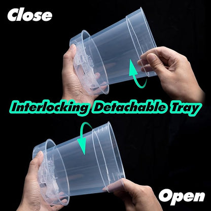 1 Gallon 6 Inch Clear Plastic Plant Pot with Drainage Holes, Interlocking & Detachable Tray - Deep Saucer - Durable BPA-Free Plastic, Transparent Design, Raised Base for Airflow, Set of 6, 92-X-A-6
