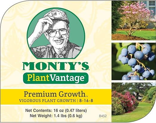 PlantVantage Premium Growth Plant Food - Liquid Fertilizer for Stronger Stems and Larger Leaves - NPK Fertilizer (8-16-8) with Zinc and Iron - Foliar Spray for Trees, Shrubs, and Flower Boost - 16 oz