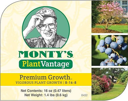 PlantVantage Premium Growth Plant Food - Liquid Fertilizer for Stronger Stems and Larger Leaves - NPK Fertilizer (8-16-8) with Zinc and Iron - Foliar Spray for Trees, Shrubs, and Flower Boost - 16 oz