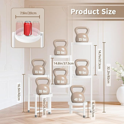LASZOLA 7 Tiered Folding Tall Plant Stand Indoor for Multiple Large Planter, Heavy Duty Metal Adjustable Flower Rack for Narrow Corner, Sturdy Vertical Spiral Shelving Holder for Modern House, White