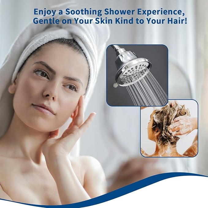 Filtered Shower Head | Shower Filter for Hard Water | Reduces Impurities | Stops Hair Loss, Soothes Dry Skin & Scalp - Chrome